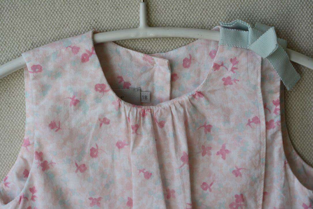 BABY DIOR COTTON FLORAL DRESS BLOOMERS AND HAT SET 18 MONTHS