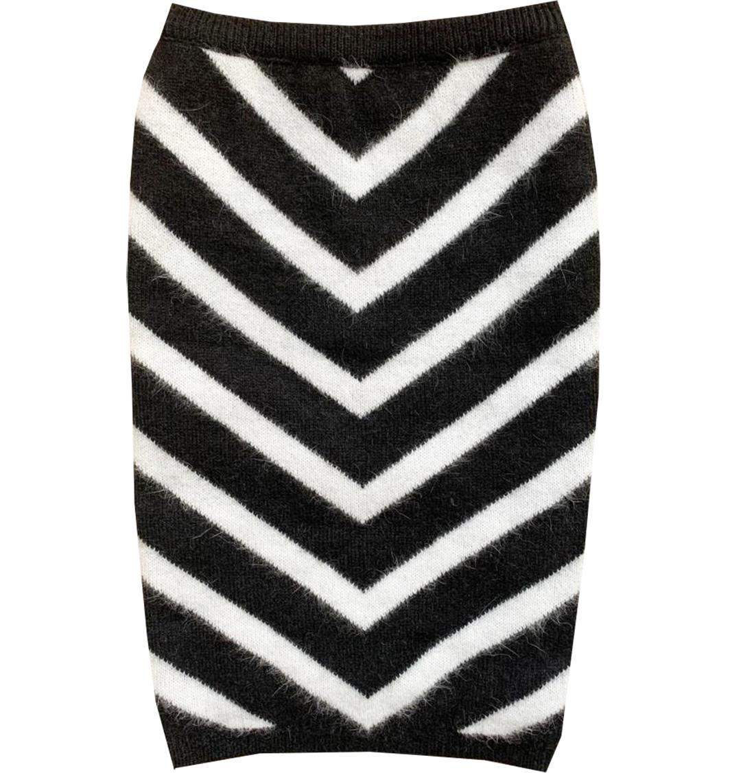 BALMAIN CHEVRON PATTERNED ANGORA BLEND SKIRT FR 36 UK 8