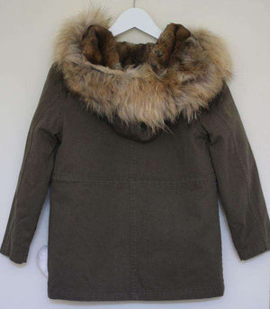 YVES SALOMON ENFANT KHAKI LINED COAT 6 YEARS