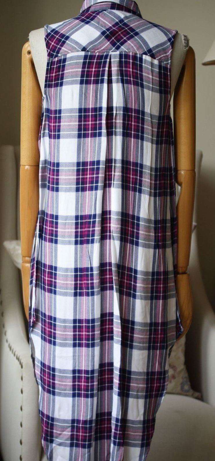 RAILS JORDYN PLAID SLEEVELESS HIGH-LOW SHIRT TUNIC DRESS MEDIUM