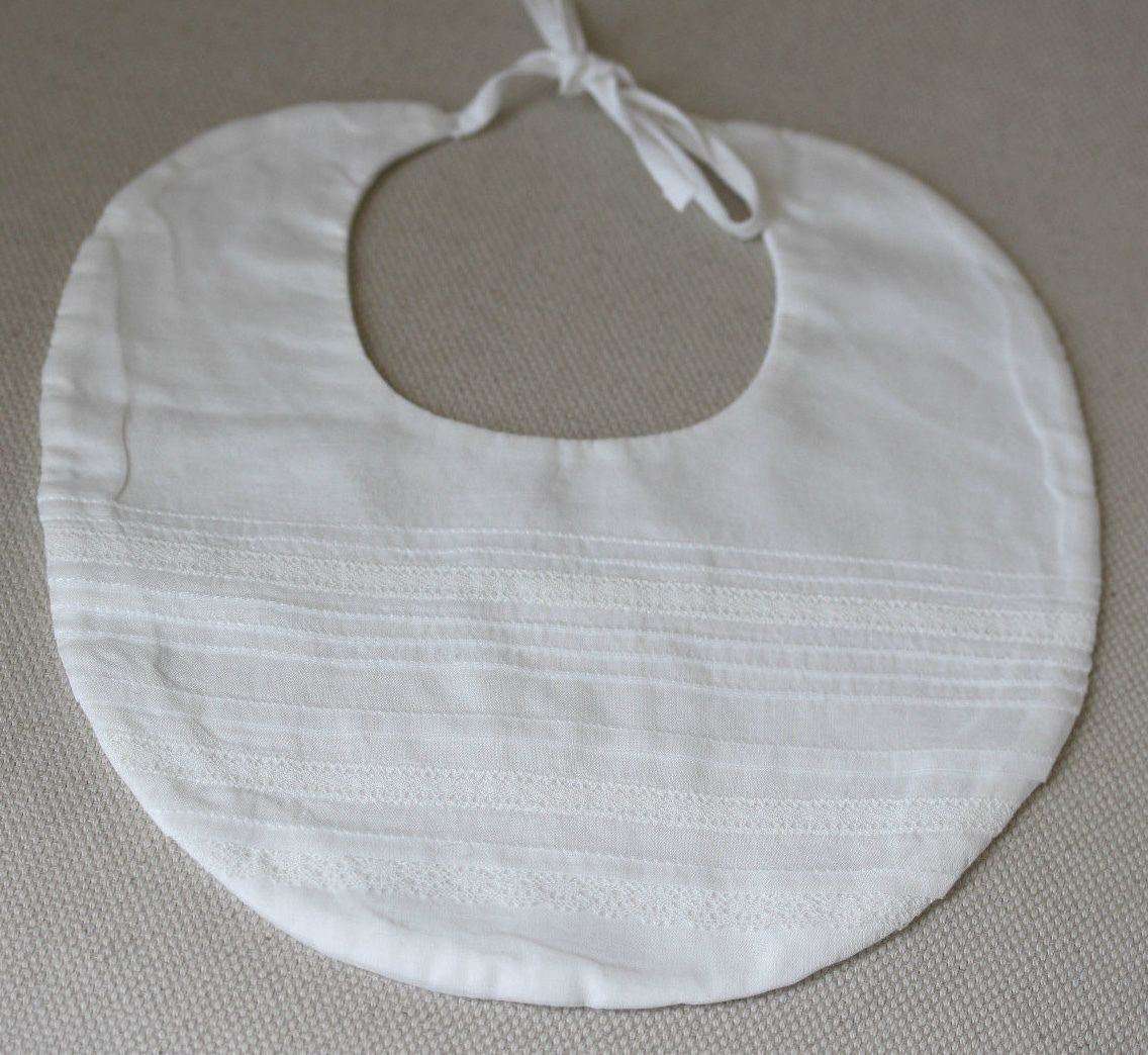 BABY DIOR WHITE COTTON BIB