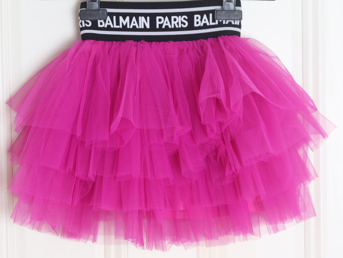 BALMAIN KIDS GIRLS LOGO TULLE SKIRT 6 YEARS