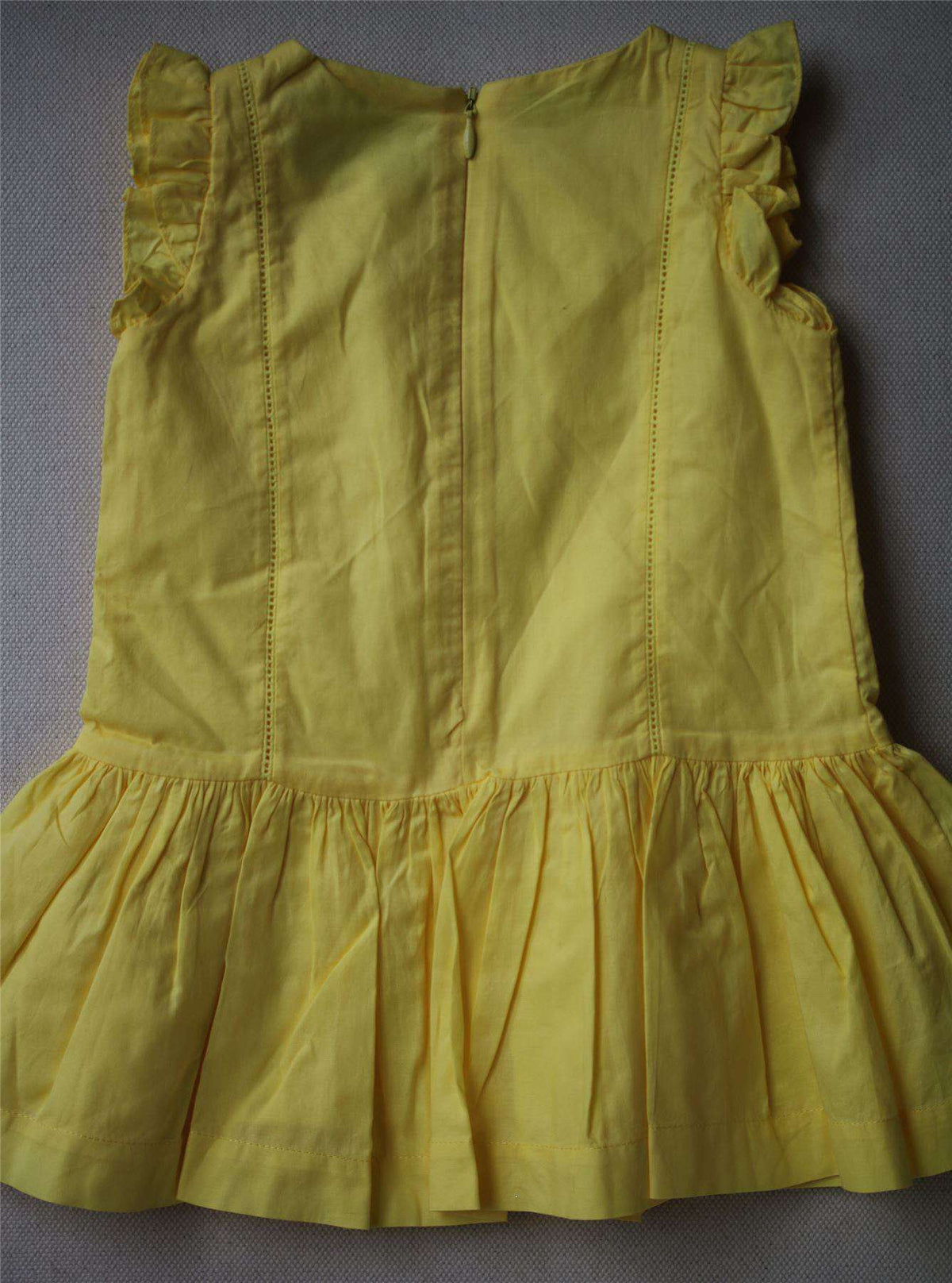 TARTINE ET CHOCOLAT GIRLS YELLOW EMBROIDERED DRESS 2 YEARS