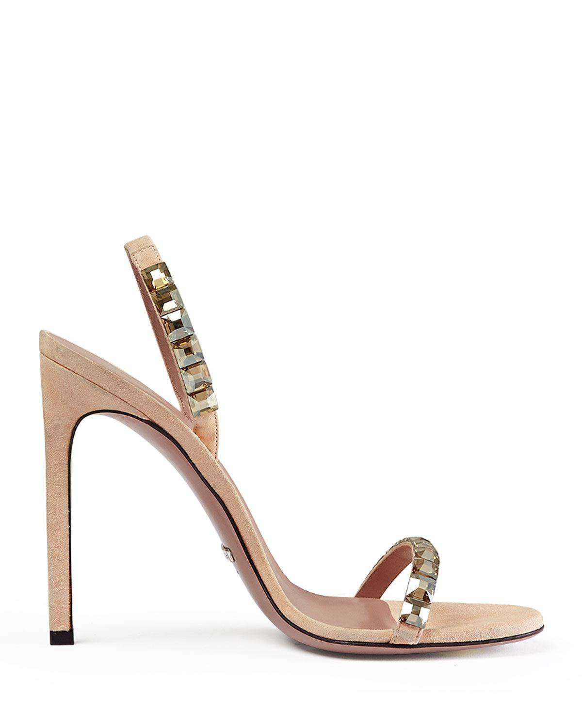 GUCCI CRYSTAL EMBELLISHED SUEDE SANDALS EU 39 UK 6 US 9