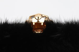 STARK MINK FUR AND SUEDE BOX CLUTCH