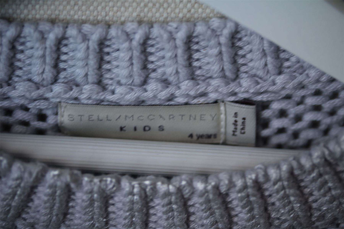 STELLA MCCARTNEY KIDS SILVER GREY KNIT SWEATER 4 YEARS
