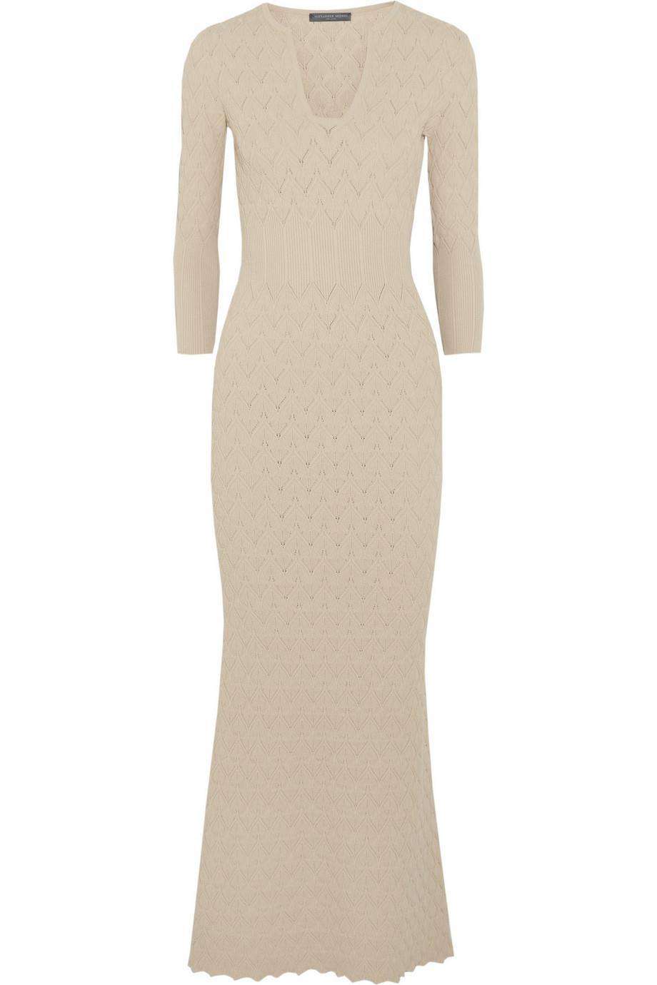 ALEXANDER MCQUEEN TEXTURED KNIT MAXI DRESS MEDIUM