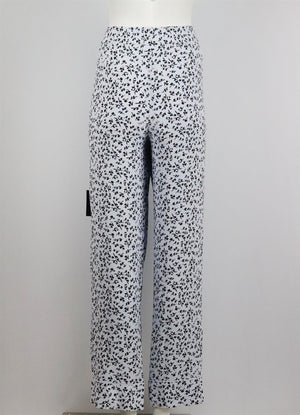 GANNI FLORAL PRINT CREPE STRAIGHT LEG PANTS DK 42 UK 16