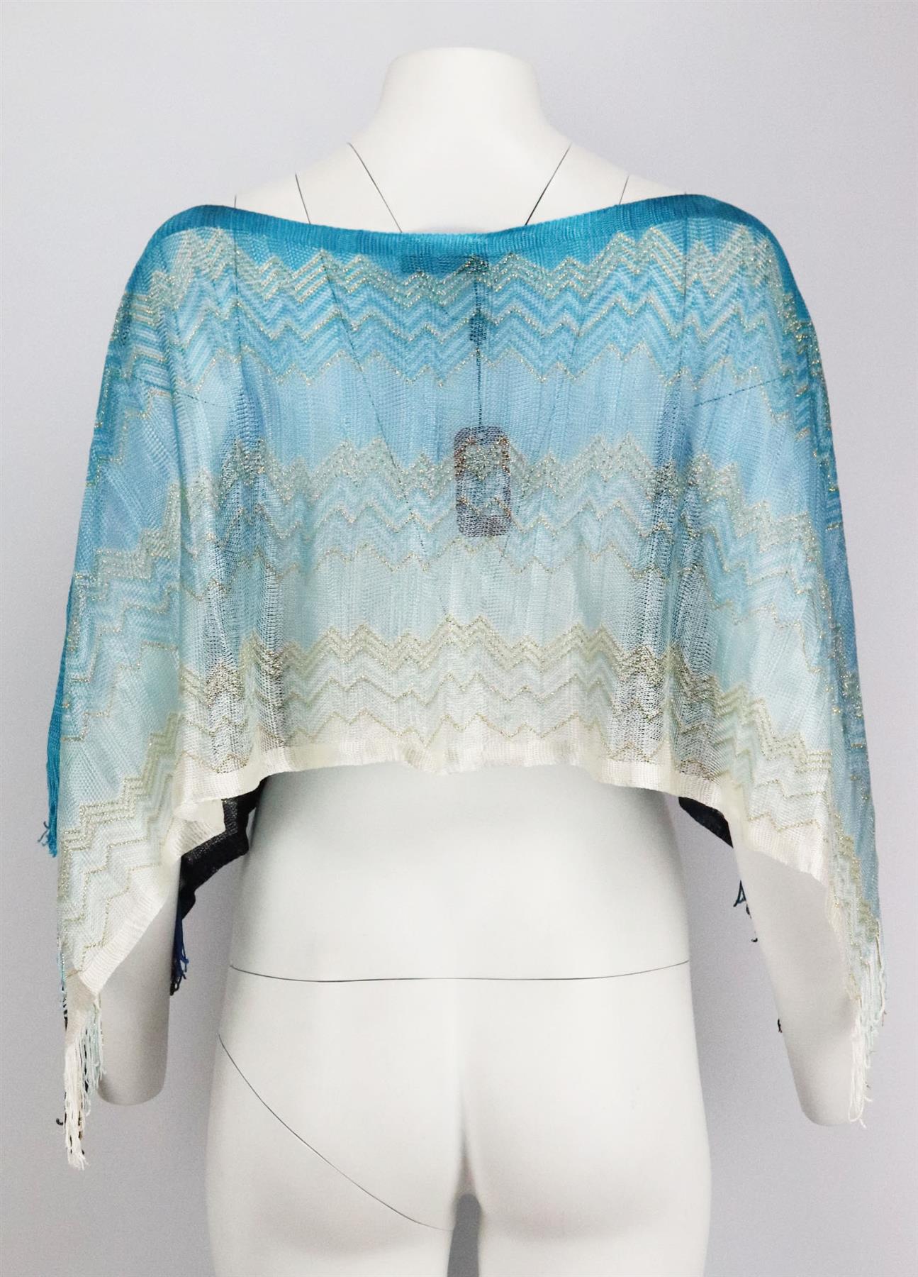 MISSONI FRINGED CROCHET KNIT PONCHO ONE SIZE