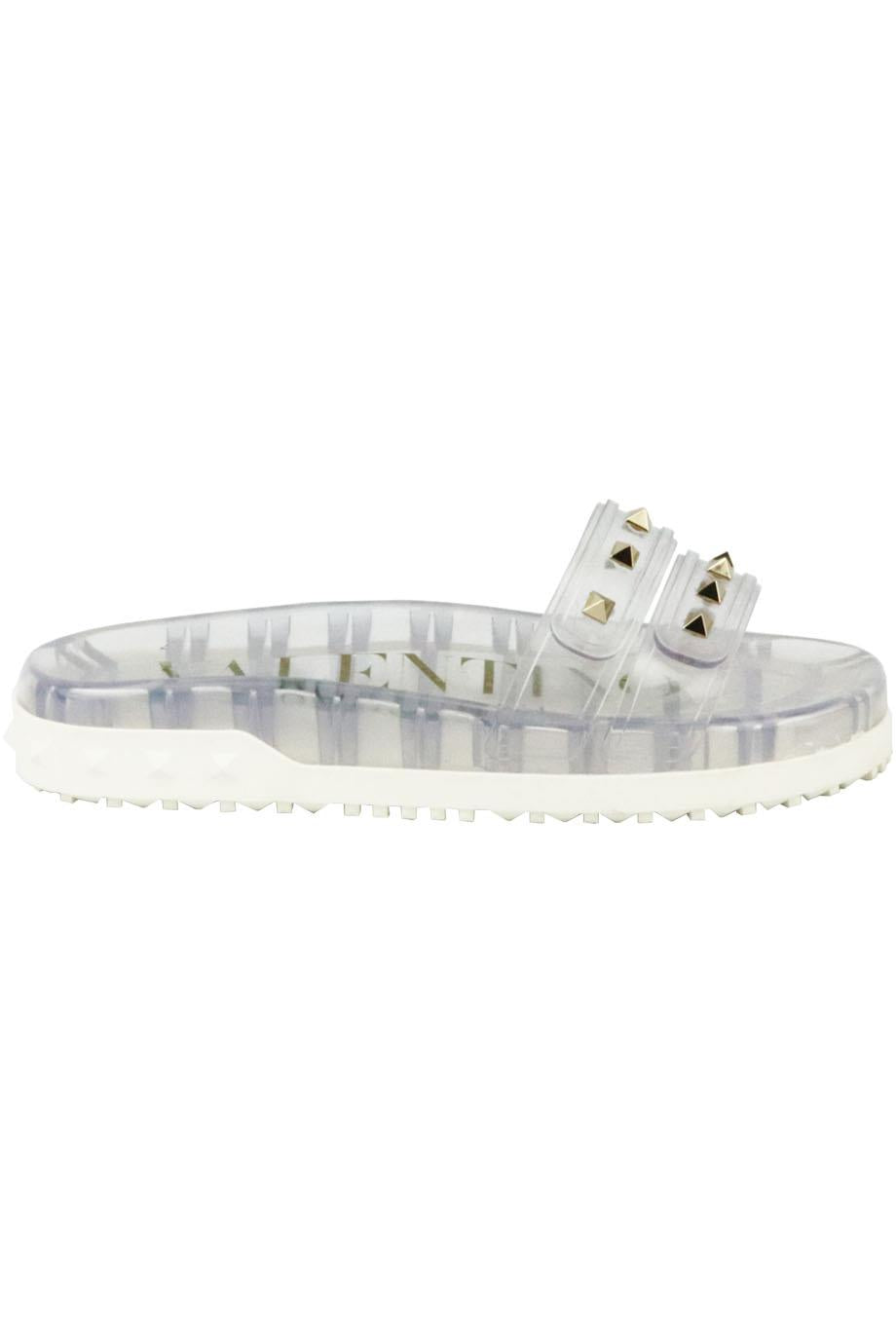 VALENTINO GARAVANI ROCKSTUDE RUBBER PLATFORM SLIDES EU 38 UK 5 US 8
