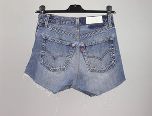 RE/DONE DISTRESSED HIGH WAISTED DENIM SHORTS W25 UK 6/8