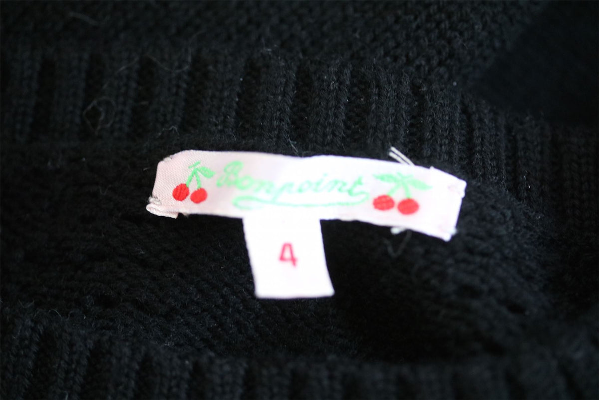 BONPOINT GIRLS BLACK WOOL SWEATER 4 YEARS