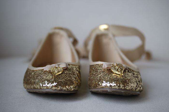 ANGEL'S FACE GIRLS GOLD GLITTER BALLERINA SHOES EU 29 UK 11