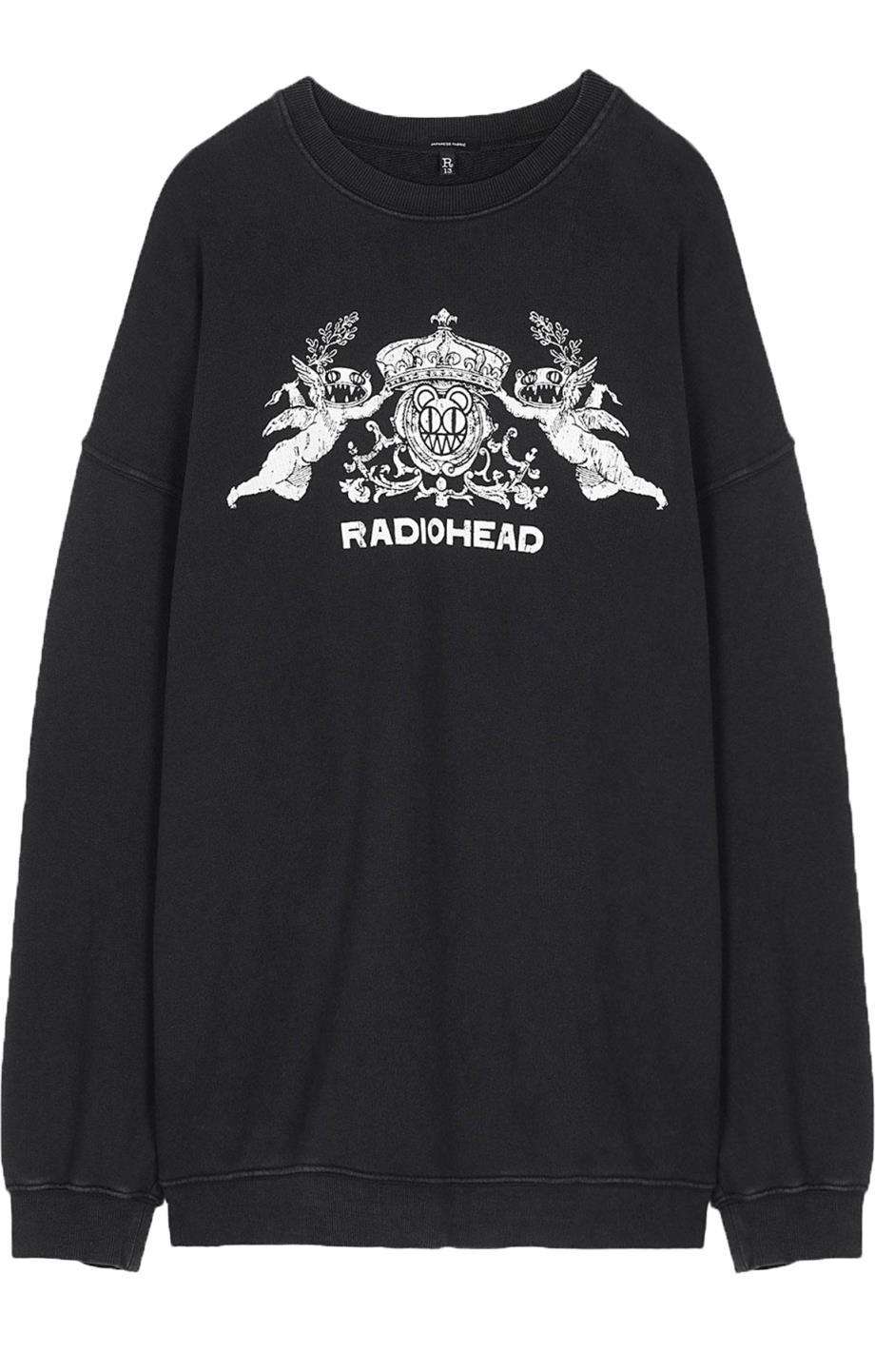 R13 OVERSIZED BEARHEAD CREST COTTON JERSEY SWEATSHIRT MEDIUM