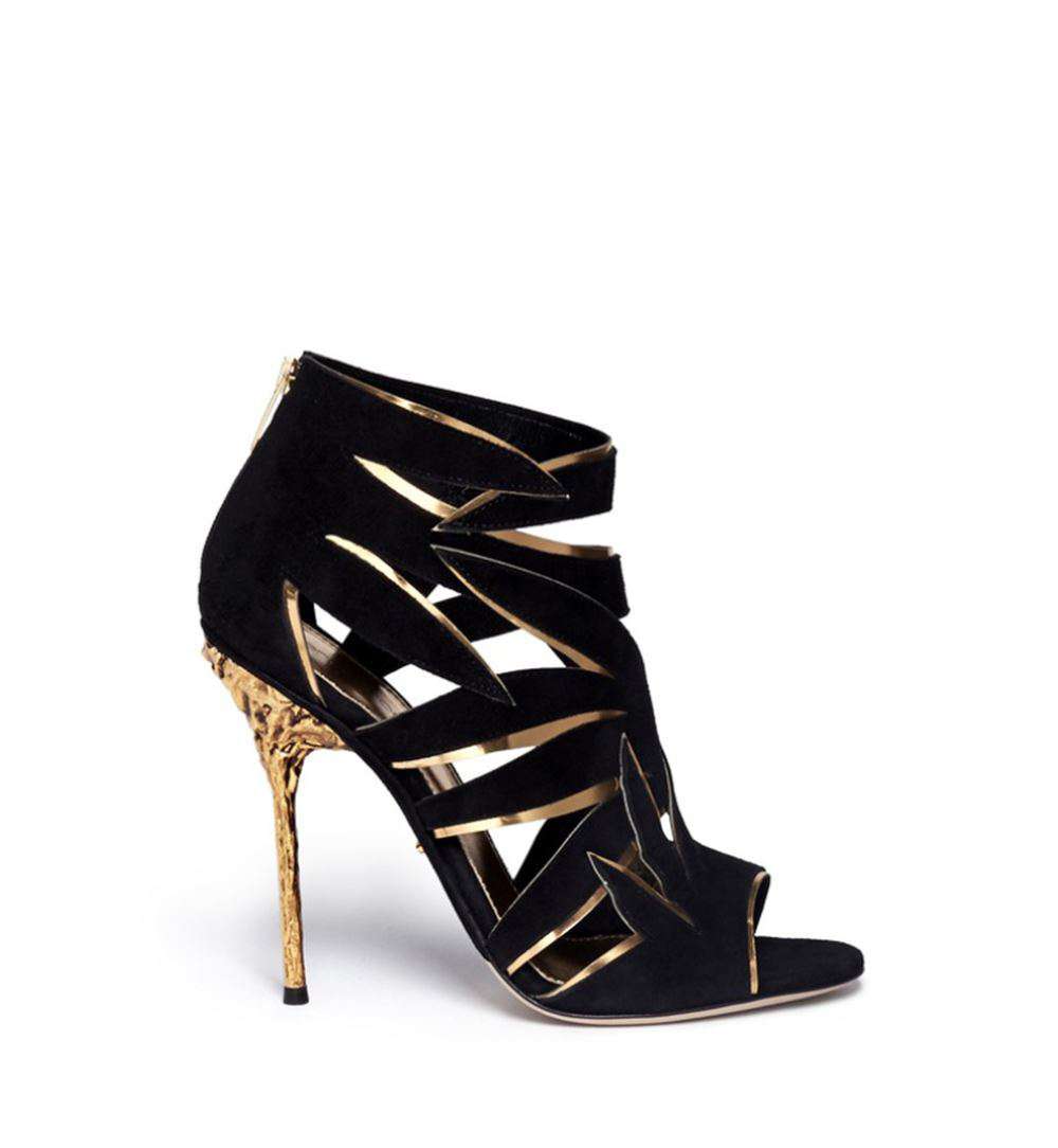 SERGIO ROSSI RAMAGE LEAF CUTOUT CAGED SANDALS EU 38.5 UK 5.5 US 8.5
