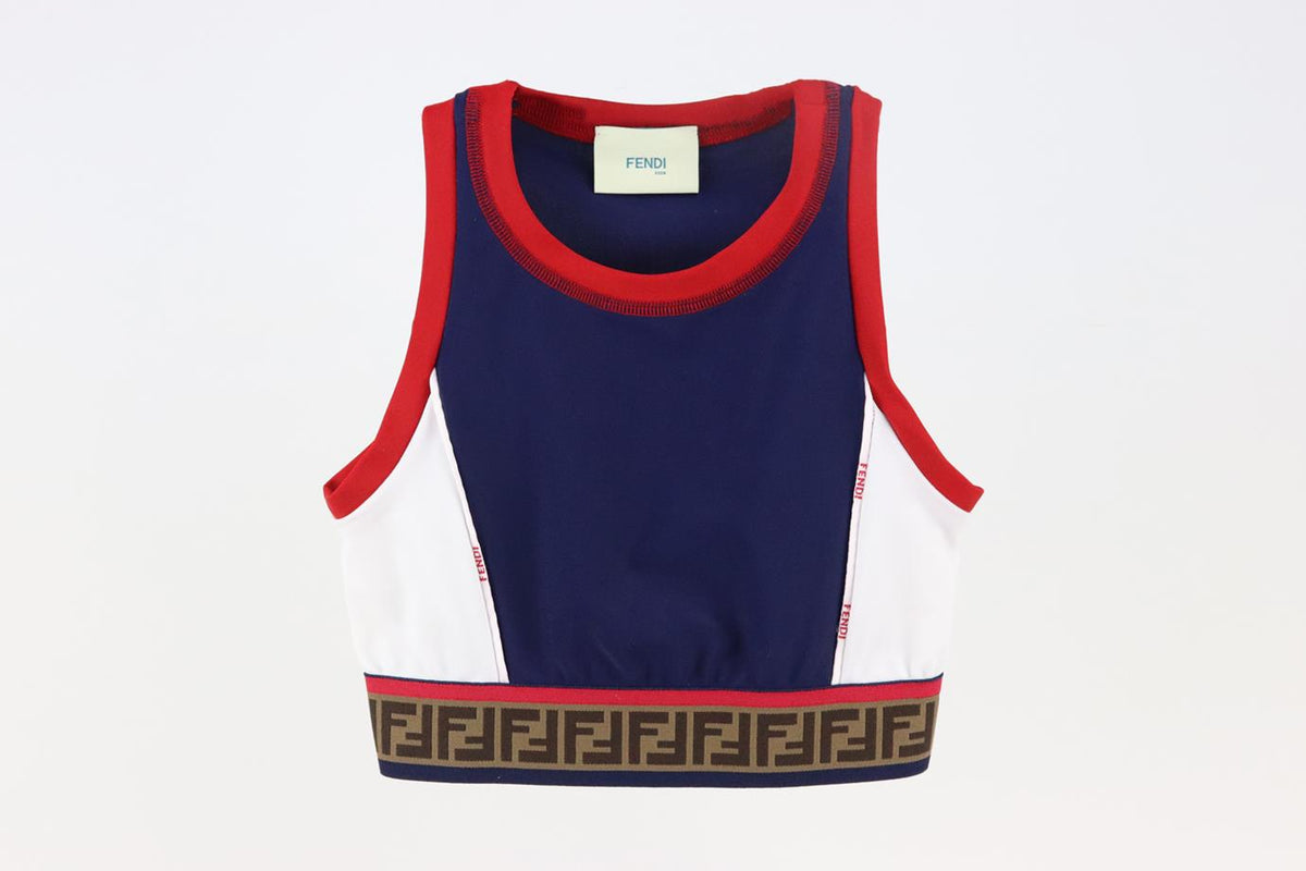 FENDI KIDS GIRLS FF STRETCH CROP TOP 6 YEARS