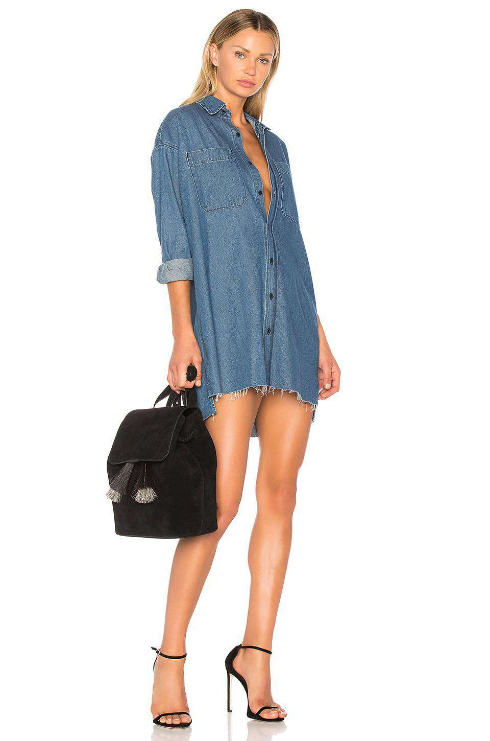 GRLFRND SHAUN OVERSIZED SHIRT DRESS MEDIUM