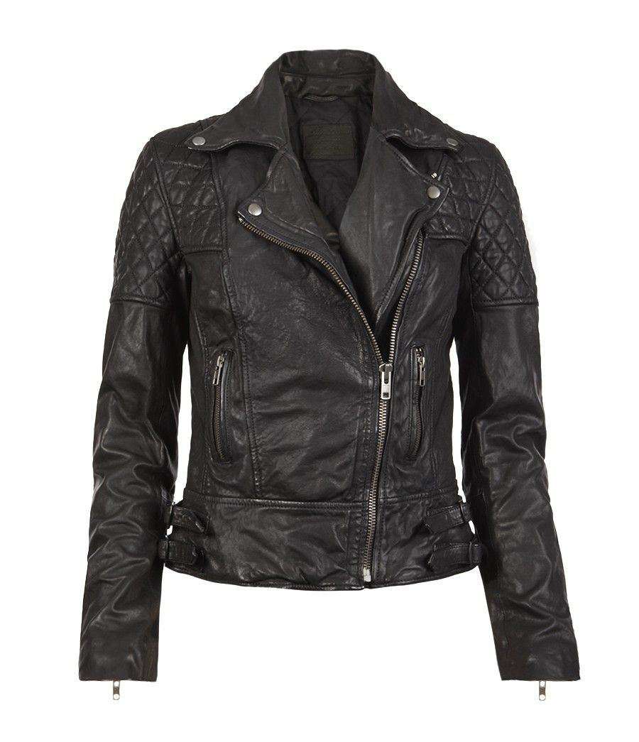ALL SAINTS WALKER LEATHER JACKET UK 14