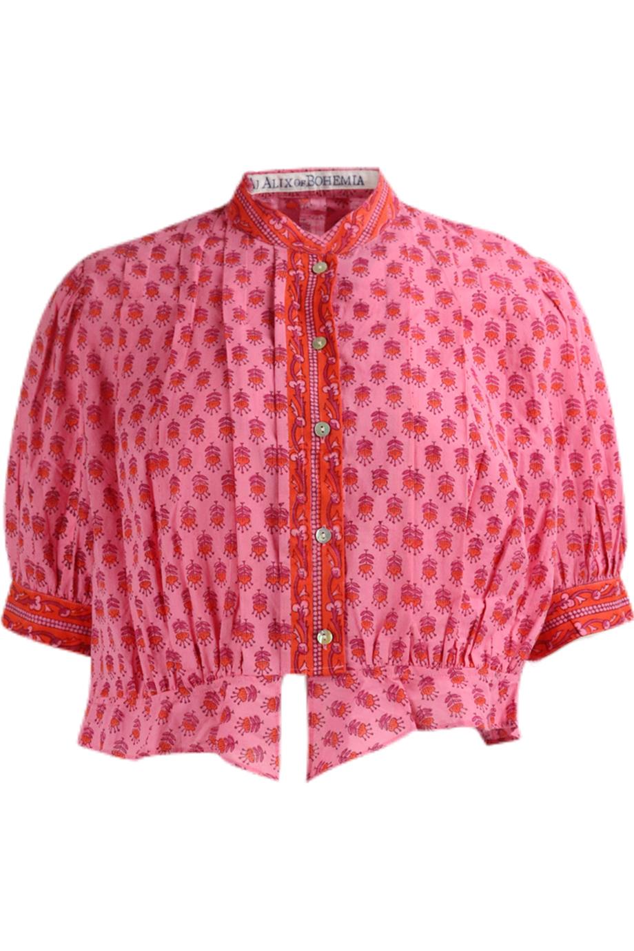 ALIX OF BOHEMIA CROPPED PRINTED COTTON TOP SMALL