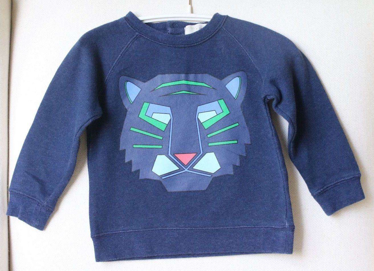 STELLA MCCARTNEY KIDS NAVY BLUE NEOPRENE REEVE TIGER SWEATER 18 MONTHS