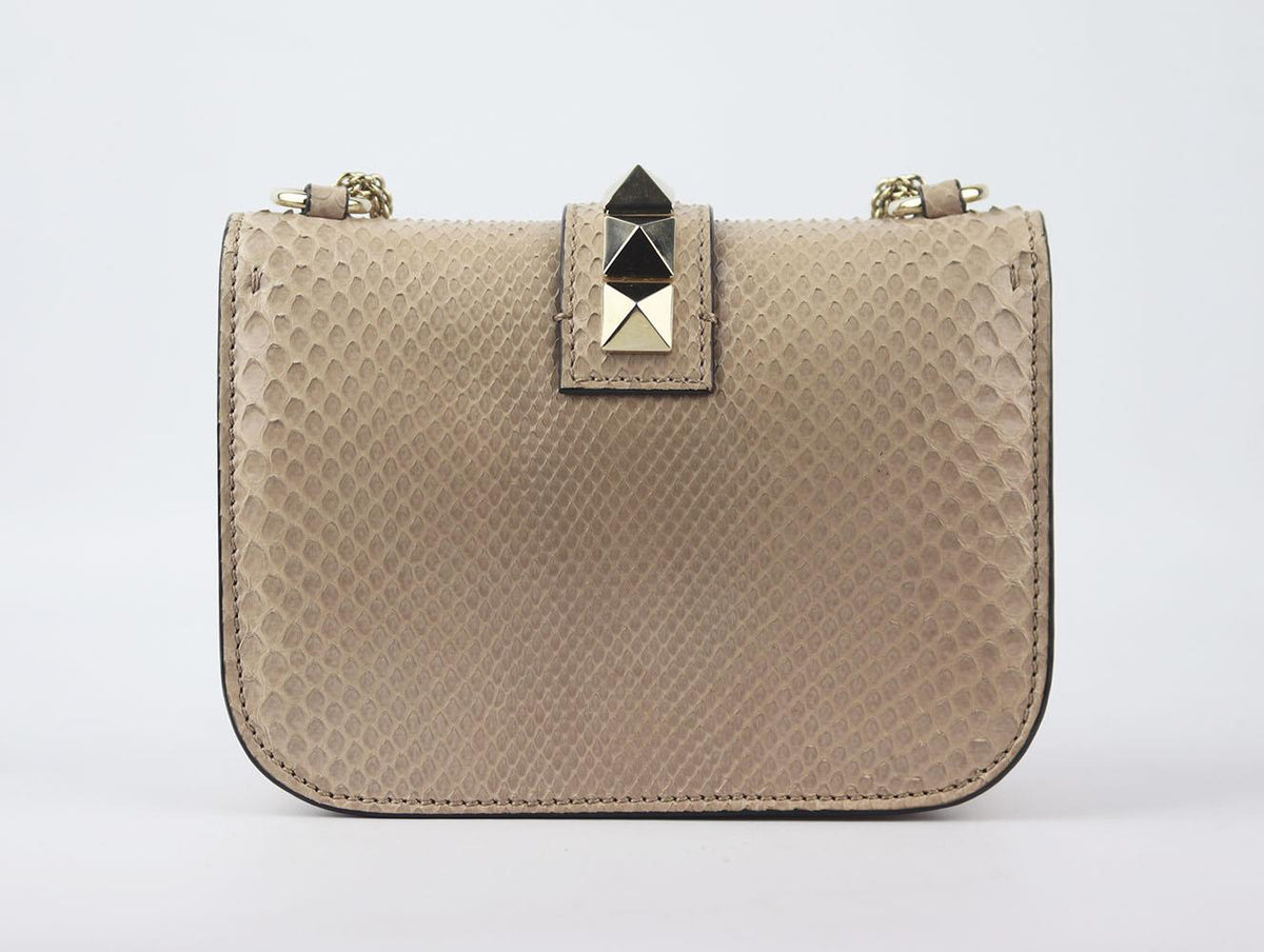 VALENTINO GARAVANI LOCK SMALL PYTHON SHOULDER BAG