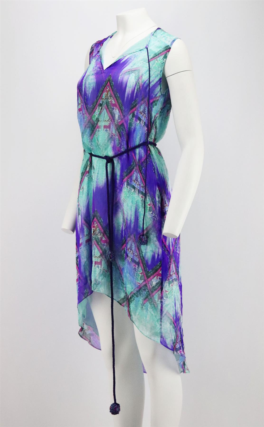 MATTHEW WILLIAMSON ESCAPE PRINTED SILK MINI DRESS UK 6