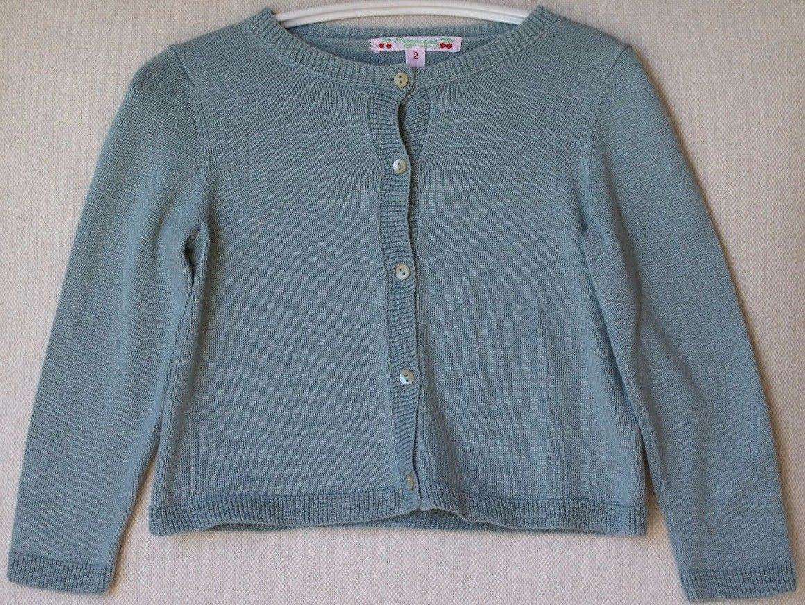 BONPOINT BABY GREY BLUE COTTON CARDIGAN 2 YEARS