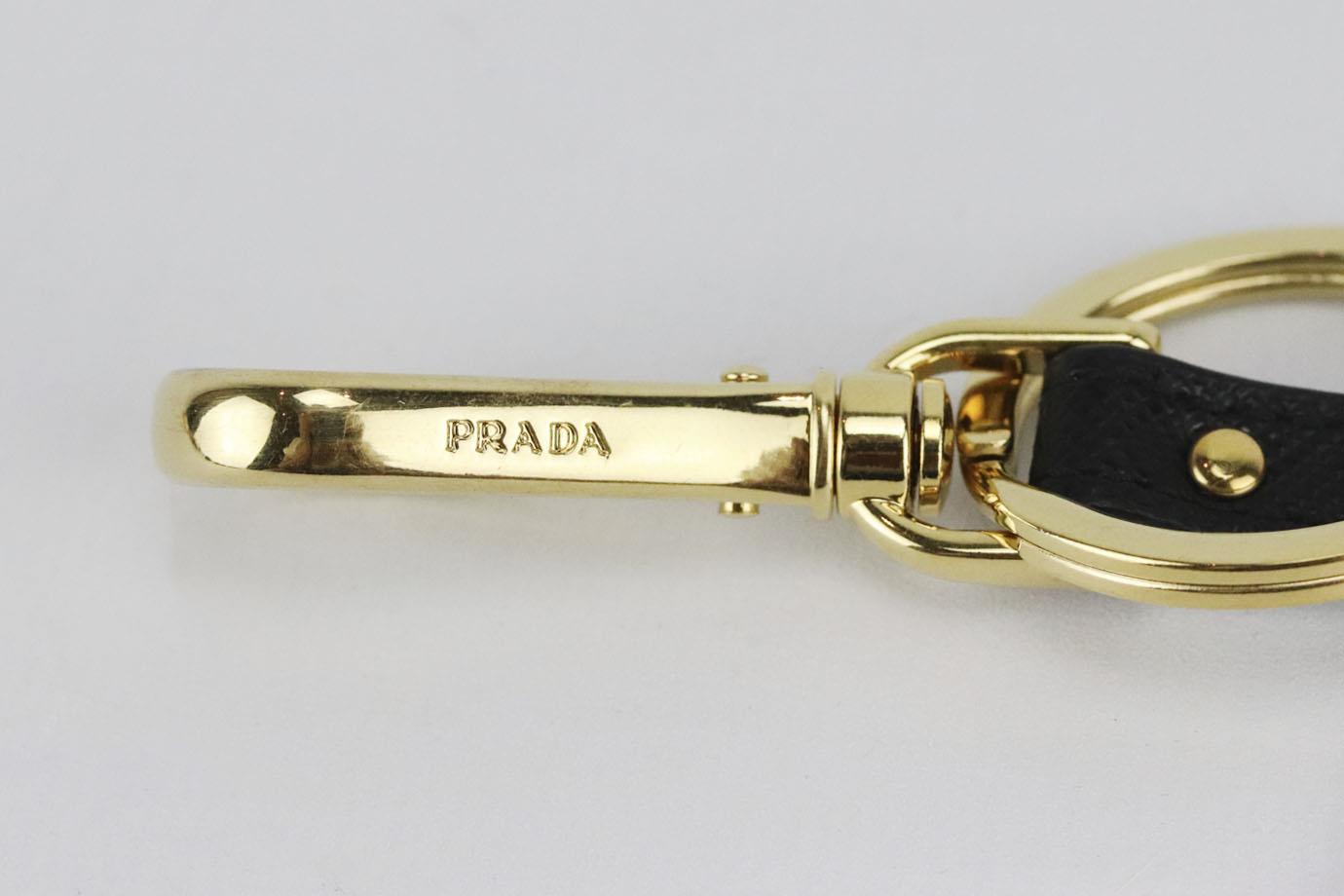 PRADA 'L' INITIAL PRINTED TEXTURED LEATHER BAG CHARM