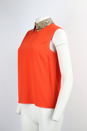 GUCCI PYTHON TRIMMED SILK TOP IT 42 UK 10