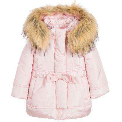 MONNALISA BABY GIRLS PADDED PINK JACKET COAT WITH FUR TRIM  36 MONTHS