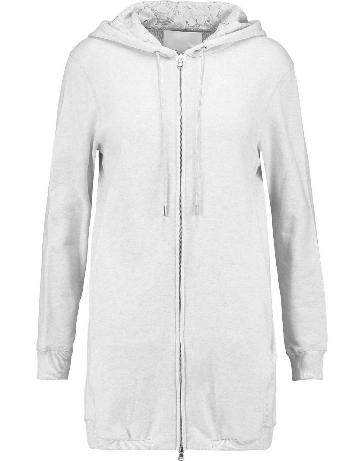 3.1 PHILLIP LIM LACE PANELED COTTON JERSEY HOODIE MEDIUM